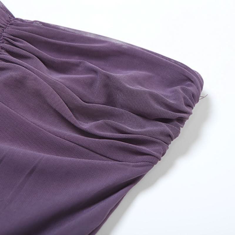 Sweetheart neck ruched mesh solid maxi dress