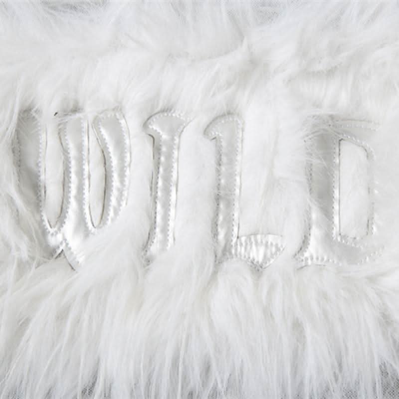Long sleeve off shoulder feather letter embroidery top