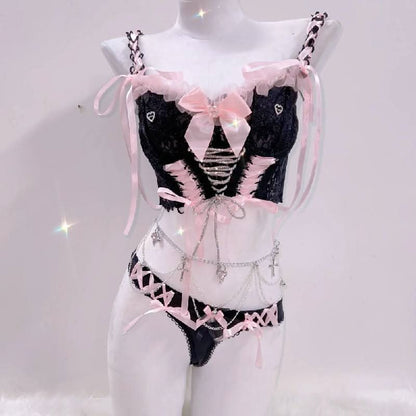 Bowknot v neck self tie ribbon cami top