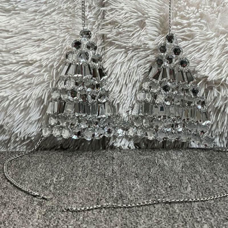 Halter metal chain beaded v neck top