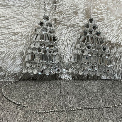 Halter metal chain beaded v neck top