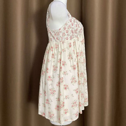 Flower print adjustable o ring zip-up cami mini dress