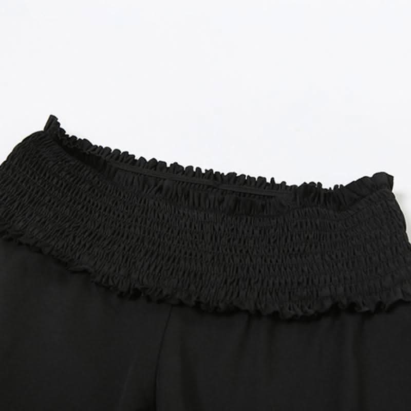 Long sleeve hollow out off shoulder smocked pant set