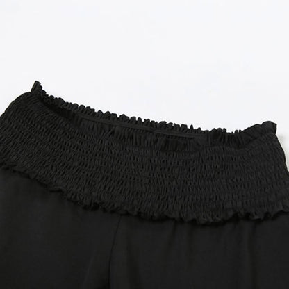 Long sleeve hollow out off shoulder smocked pant set