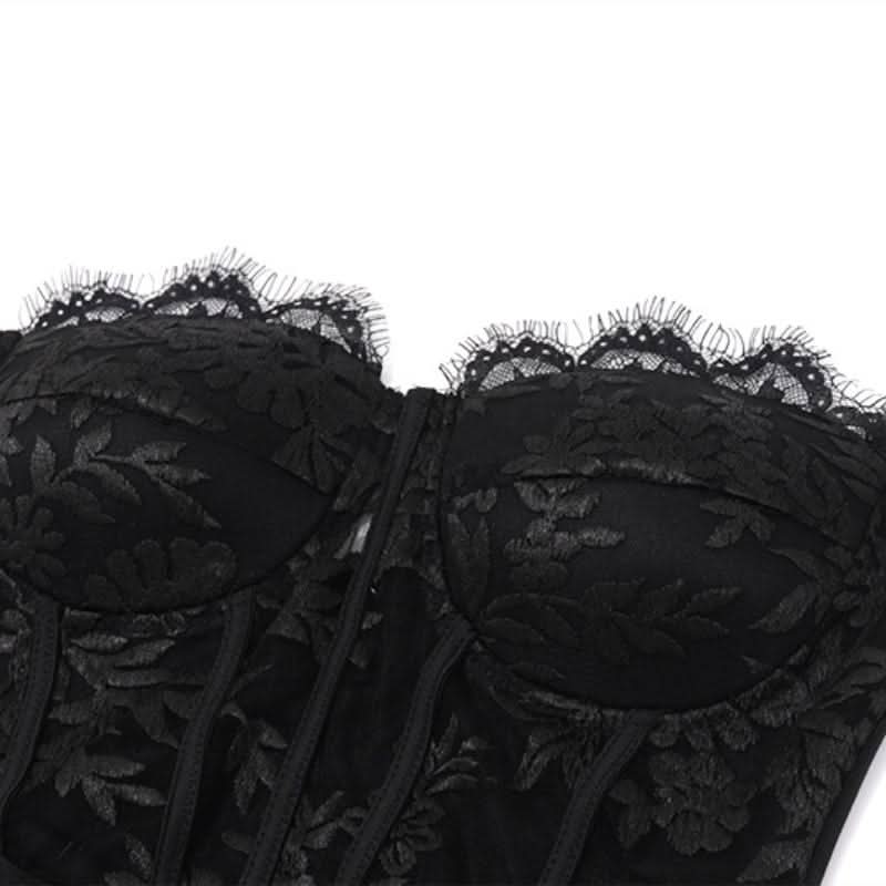 Irregular lace hem ruched solid tube mini dress