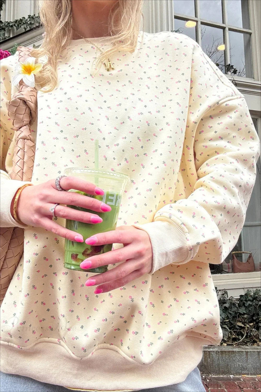 Polka Dot Cute Crew Neck Pull-On Sweatshirts