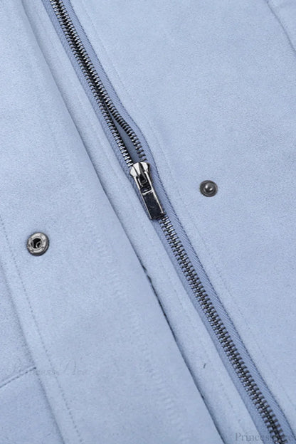 Polo Collar Solid Loose Long Sleeve Casual Coat