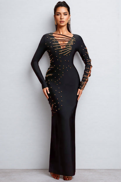 Astred Beadwork Luxury Bandage Maxi Dress