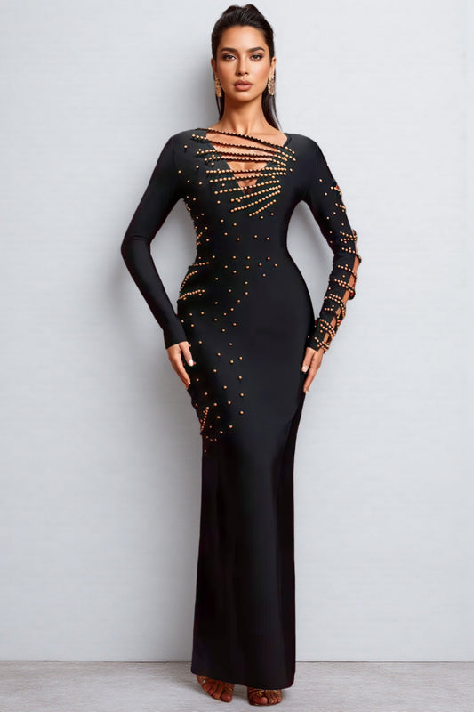 Astred Beadwork Luxury Bandage Maxi Dress