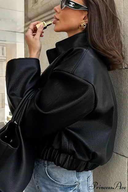 Premium Black PU Leather Jacket Coat