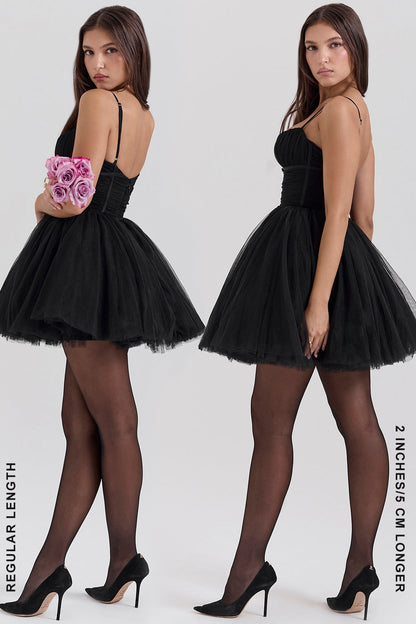 Black – Sweet Fairy-Inspired Spaghetti Strap Dress