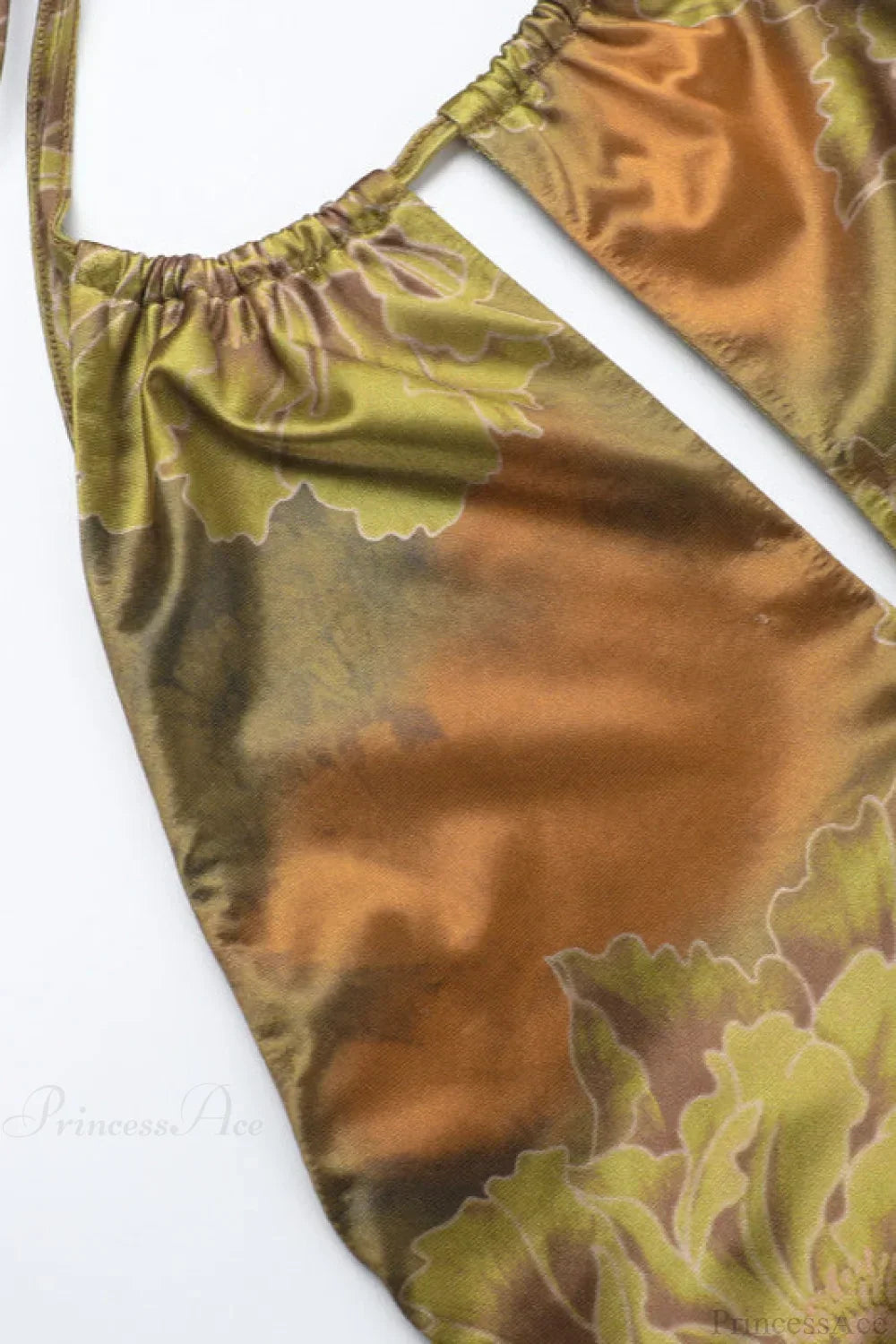 Halter Keyhole Cutout Satin Floral Print Mini Dress