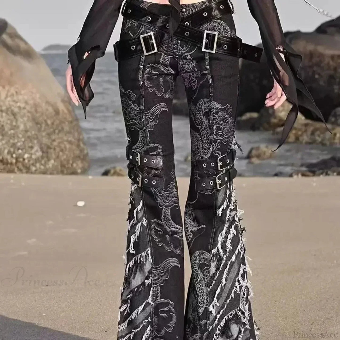 Printed Medieval Dragon Flared Pant