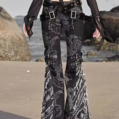 Printed Medieval Dragon Flared Pant