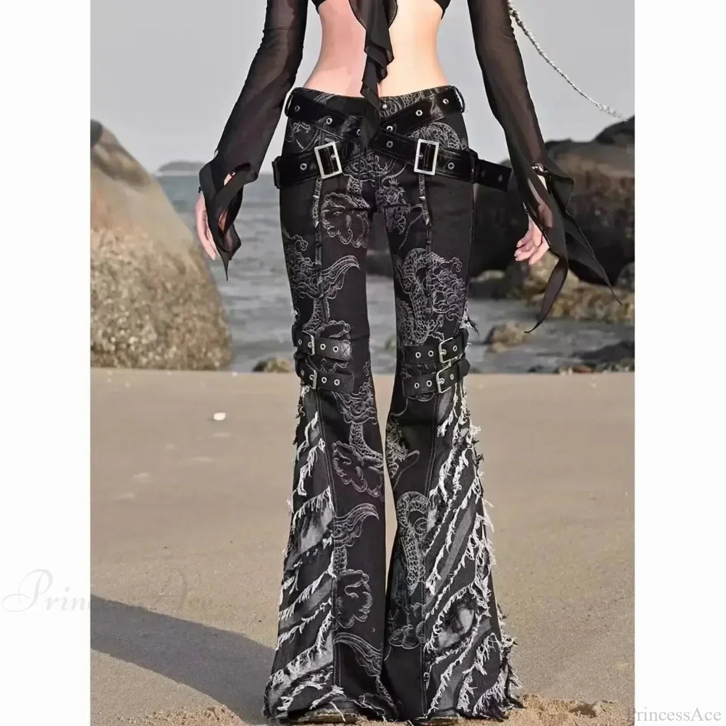 Printed Medieval Dragon Flared Pant