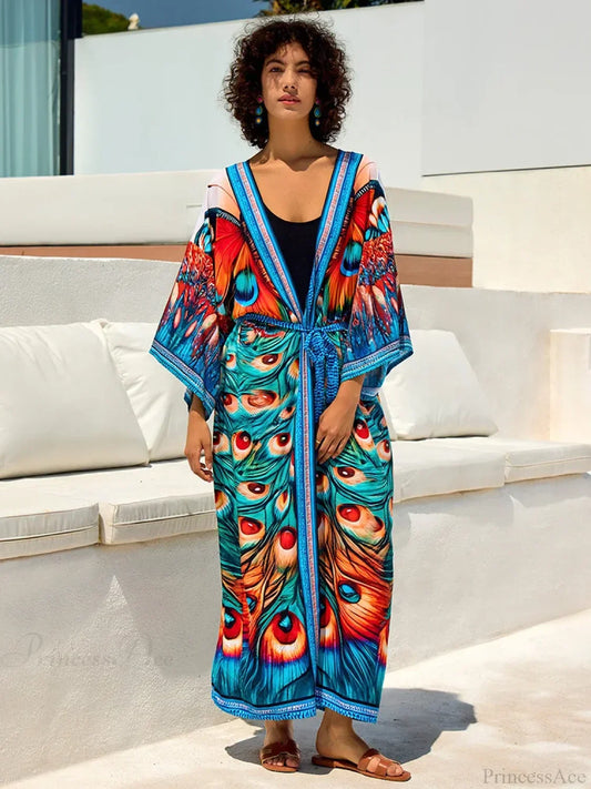 Printed V-Neck Plus Size Cover Up