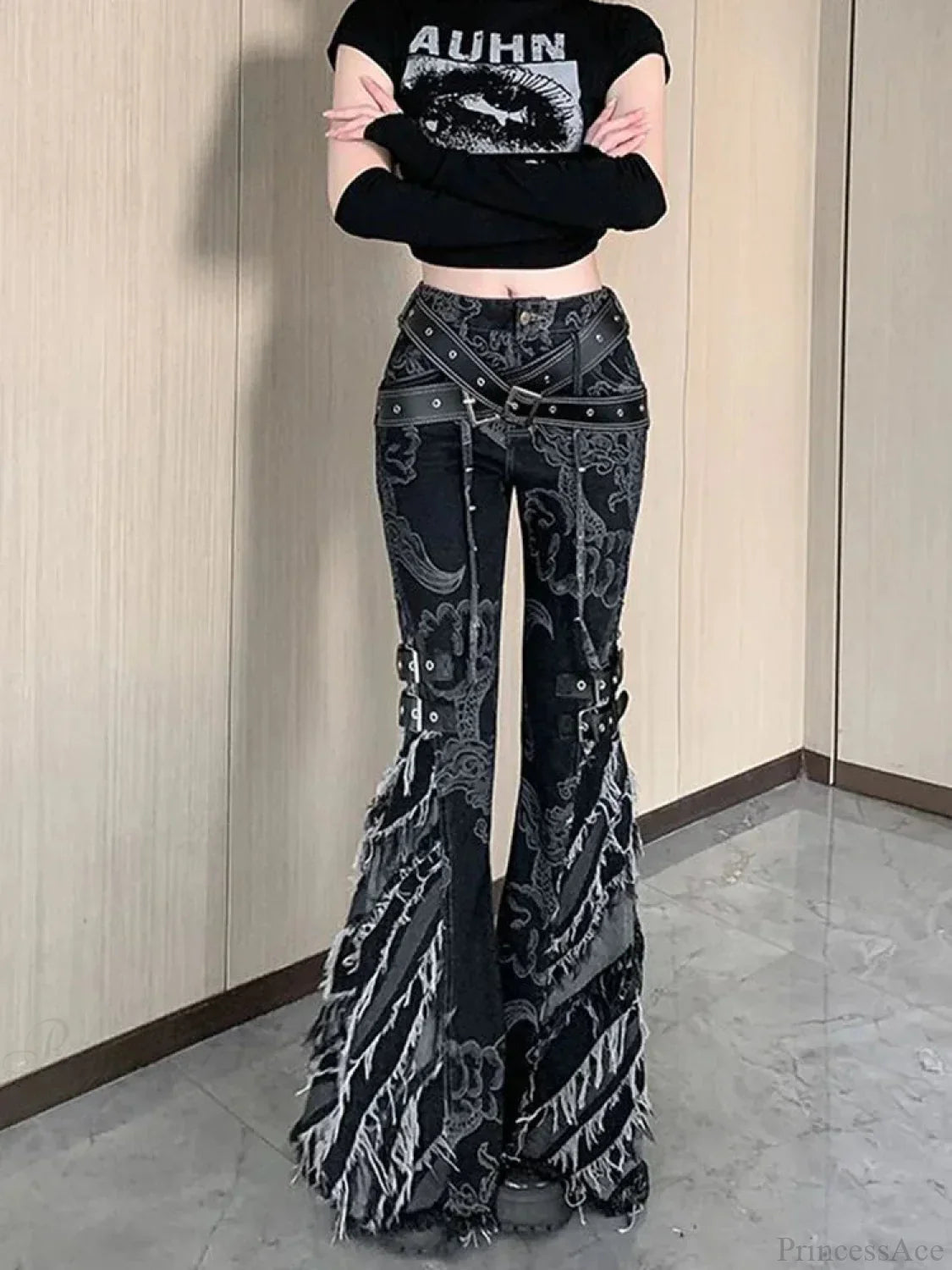 Printing Gothic Flare Slim Pant