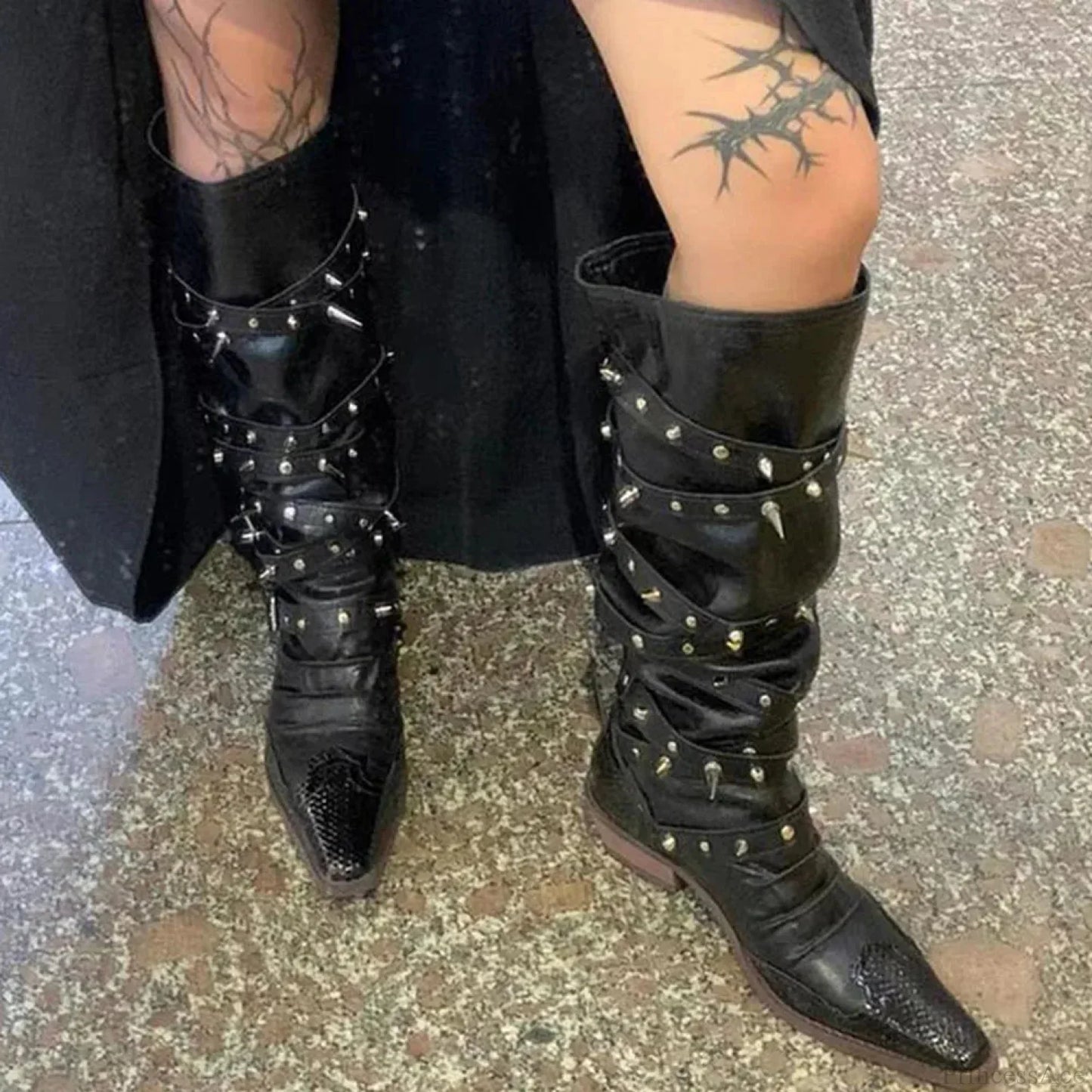 Punk Rivet Tall Chunky Gothic Boot
