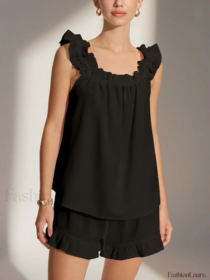 Pure Cotton Ruffle Shorts Set