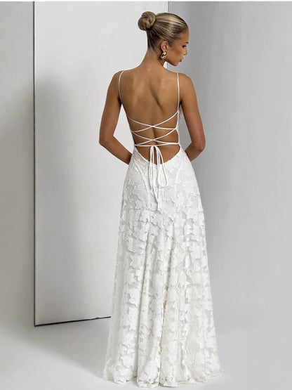 Party Dresses Jacquard Maxi Slip Dress With Backless Design For Summer Events 2026