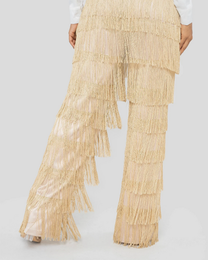 Sexy Slim Fitted Fringe Straight Leg Trousers (Pre-Sale)