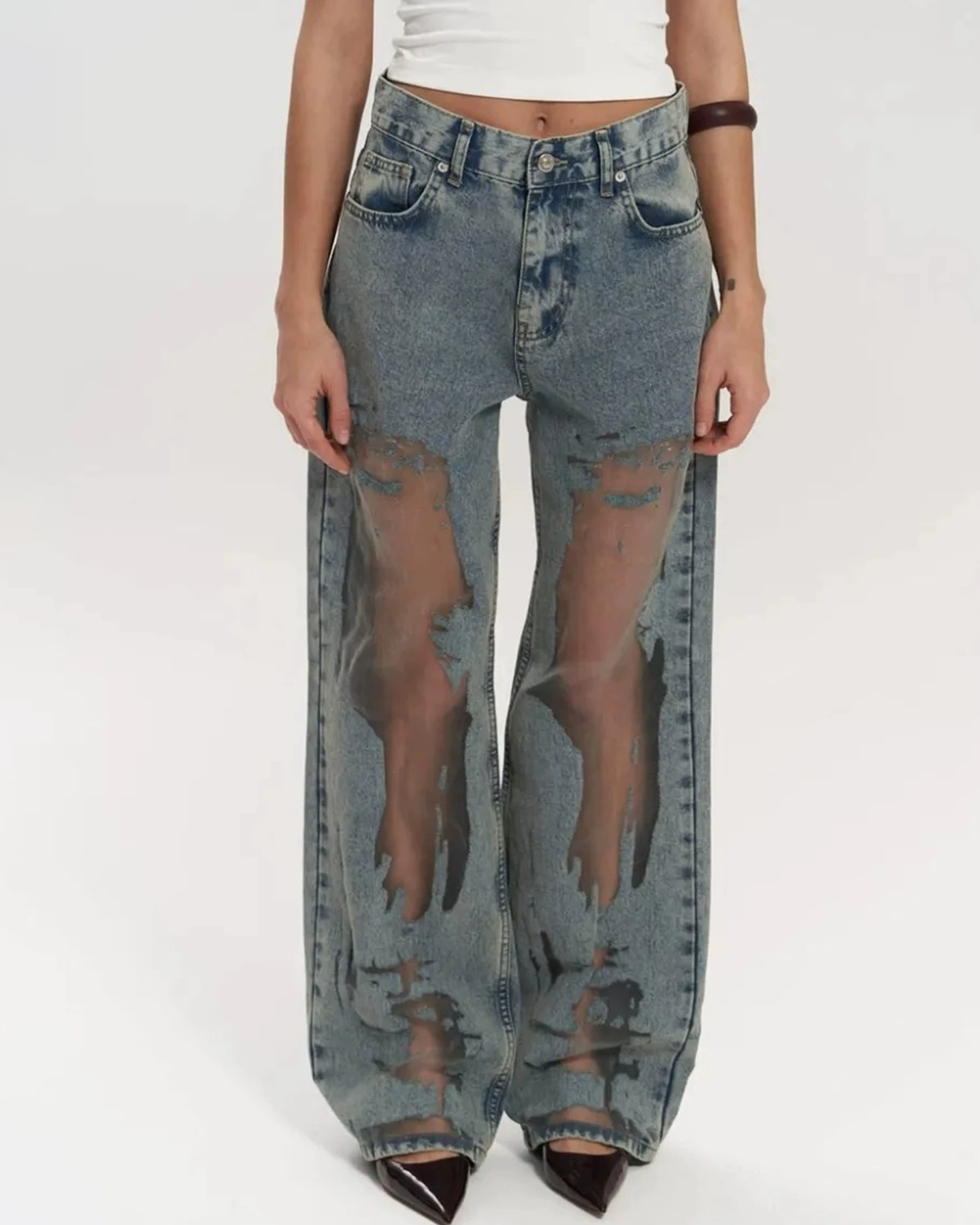 Vintage Hollow Straight Jeans