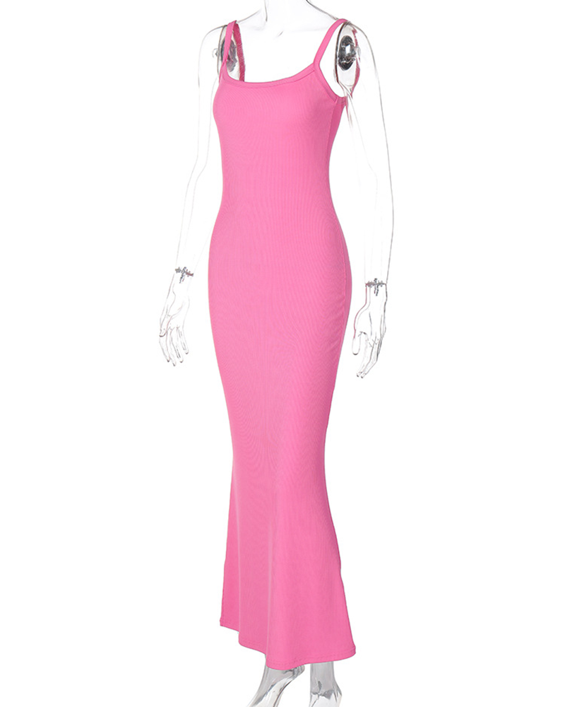 U-neck Sleeveless Slim High Waist Dress
