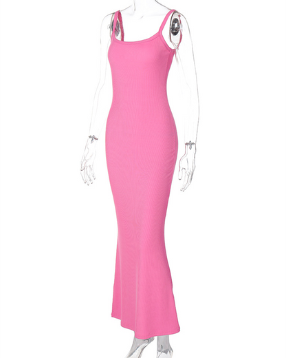 U-neck Sleeveless Slim High Waist Dress