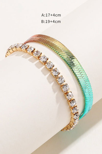 Rainbow Gradient Flat Snake Chain Bracelet