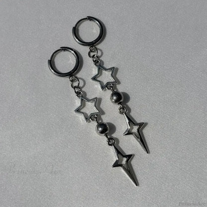 Rebel Celestial Cross Silver Empty Heart Earring