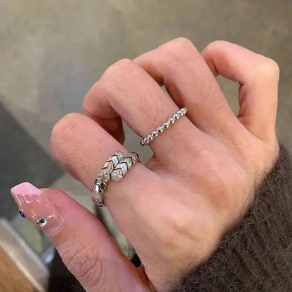 Rebel Cord Glittering Dark Ring