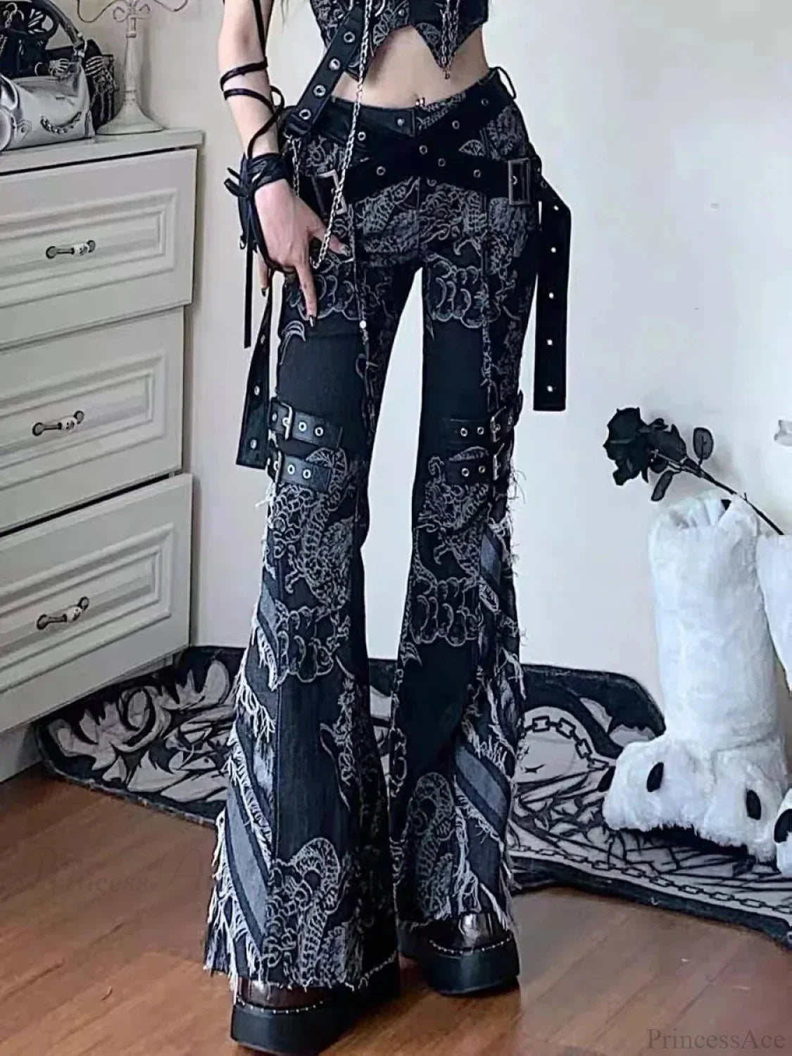 Rebellious Dark Print Flare Pant