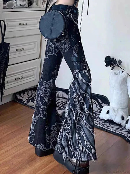 Rebellious Dark Print Flare Pant