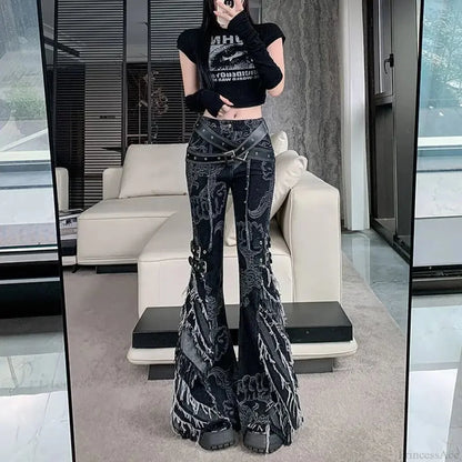 Rebellious Dark Print Flare Pant