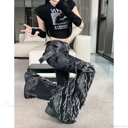 Rebellious Dark Print Flare Pant
