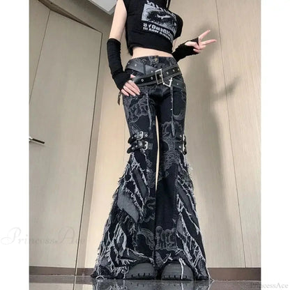 Rebellious Dark Print Flare Pant