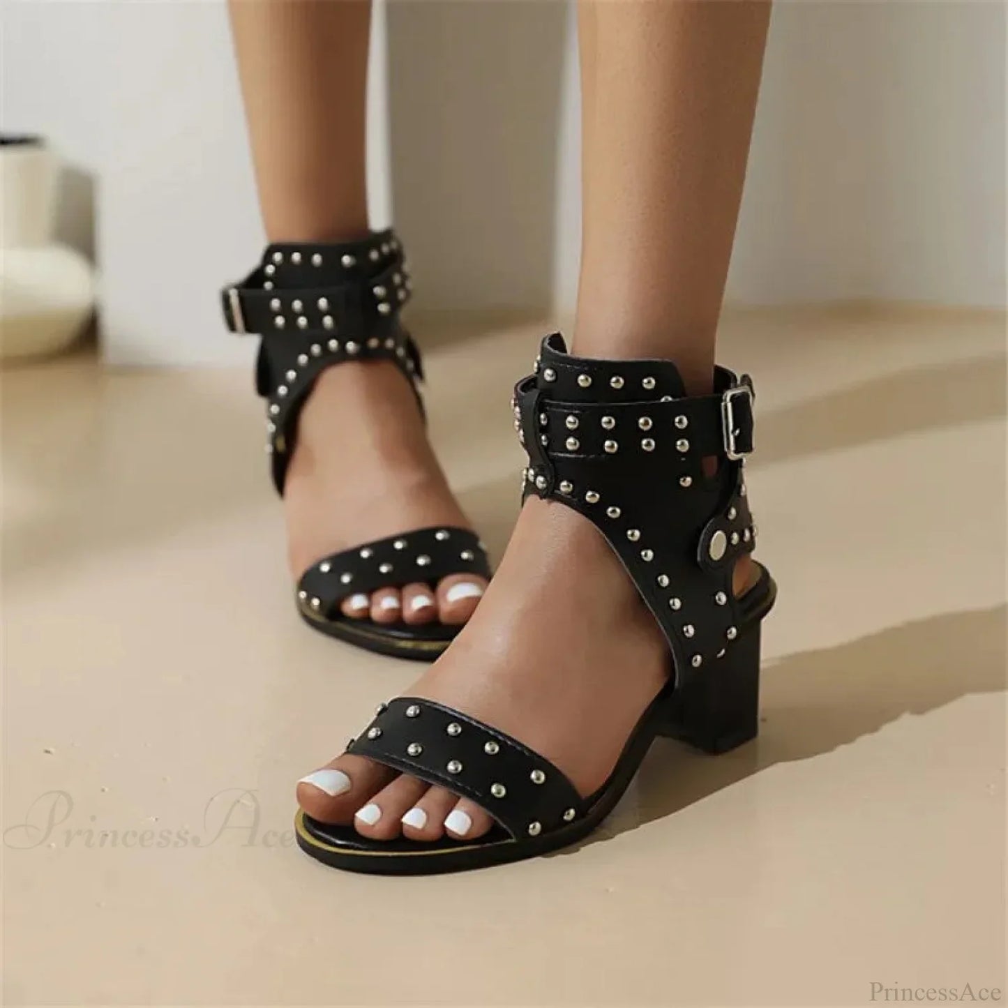 Rebellious Dark Rivet Tall Heel Sandal