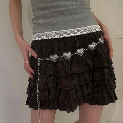 Rebellious Dark Silver Heart Waist Chain Belt