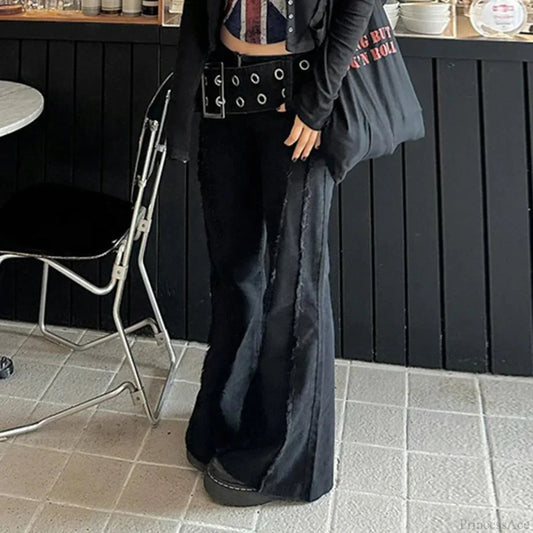 Rebellious Dark Wide Belt Denim Pant