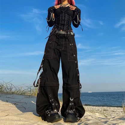 Rebellious Dark Y2K Wide Leg Trouser