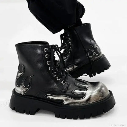 Rebellious Platform Ankle Gothic Motorcycle Boot