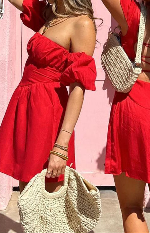 Graziella Off The Shoulder Red Mini Dress