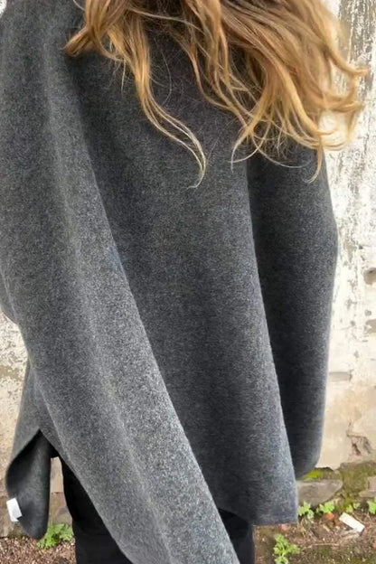 Relaxed Long Sleeve Wide Lapel Fur Collar Cape Overcoat