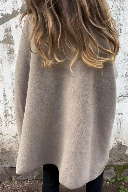 Relaxed Long Sleeve Wide Lapel Fur Collar Cape Overcoat