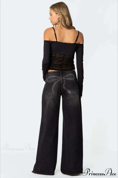 Relaxed Wide-Leg Printed Full-Length Jeans