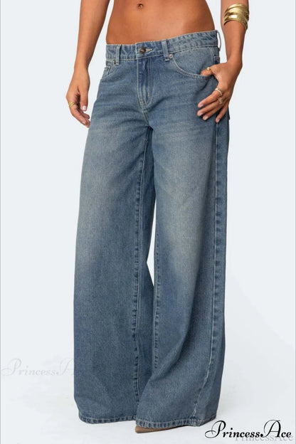 Relaxed Wide-Leg Printed Full-Length Jeans