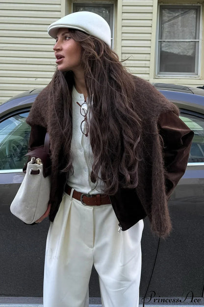 Retro Coffee Cotton Corduroy Zip Jacket