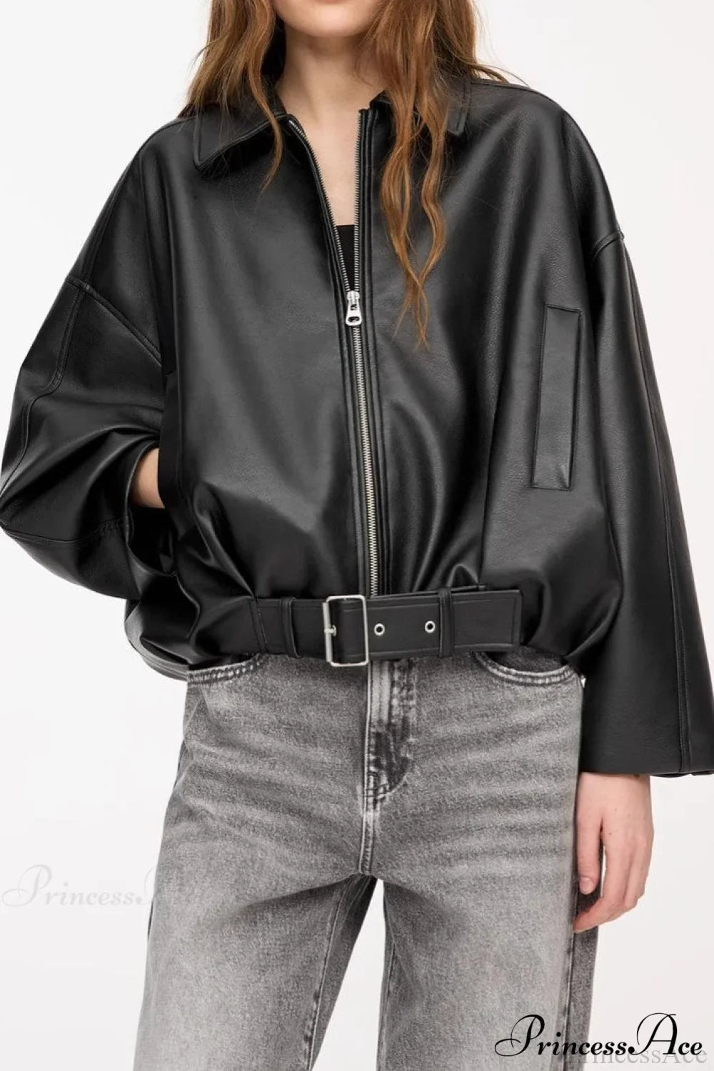 Retro Faux Leather Bomber Jacket