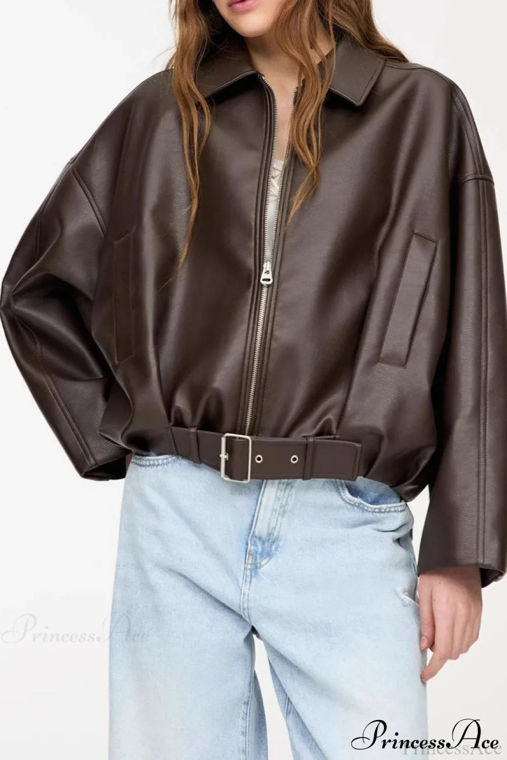 Retro Faux Leather Bomber Jacket