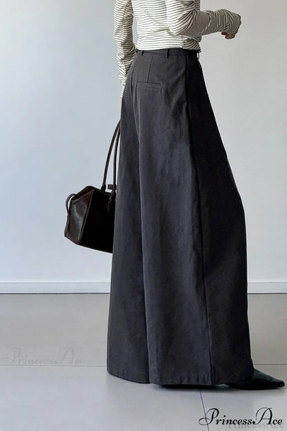 Retro Relaxed High-Waisted Wide-Leg Pants
